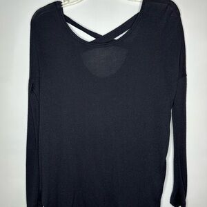 Elegant Black Long Sleeve Top with Cross Back
